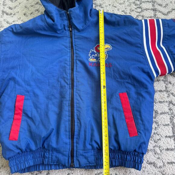 Vtg 1990s Pro Player University of Kansas Jayhawks Coat Reversible Youth 10-12 - Picture 10 of 13